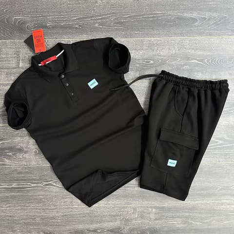 Hugo Boss Crna Majica Crni Šorc (Plavi znak)