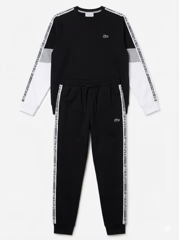 Lacoste Crno Sivo Bijela Tape Trenerka