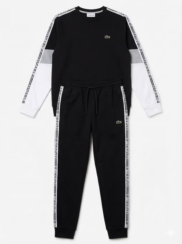 Lacoste Crno Sivo Bijela Tape Trenerka - slika 1